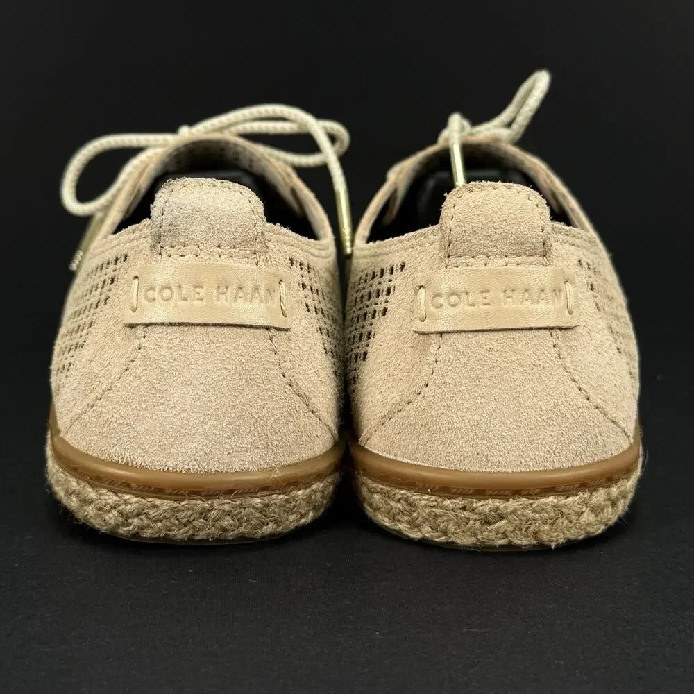 Cole Haan Cloudfeel Espadrille Lace Up Shoes Women’s 10B Pink Beige Suede New